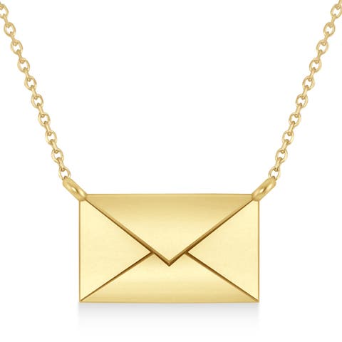 Engravable Love Letter Envelope Pendant Necklace 14k Yellow Gold