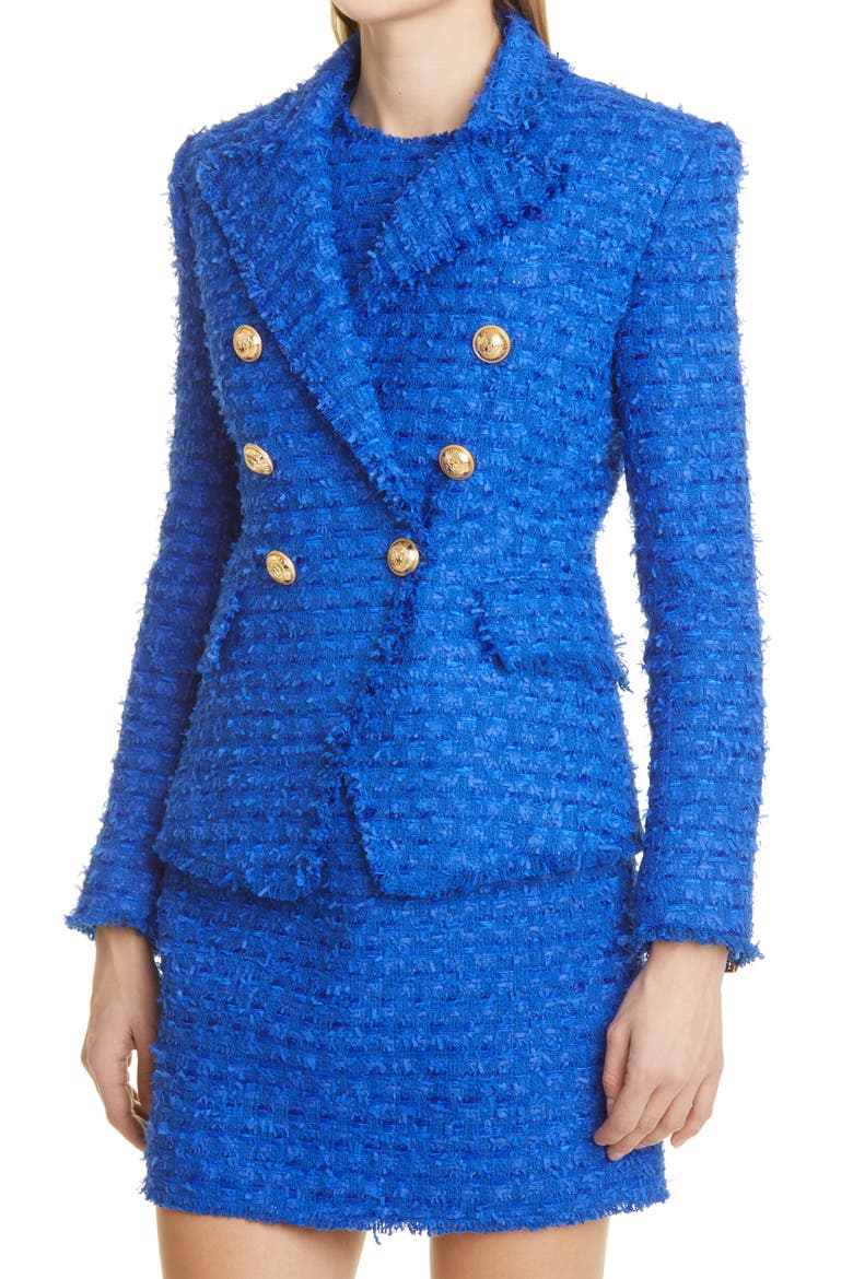 Cotton Blend Tweed Jacket, Alternate, color, 6AF BLEU GITANE