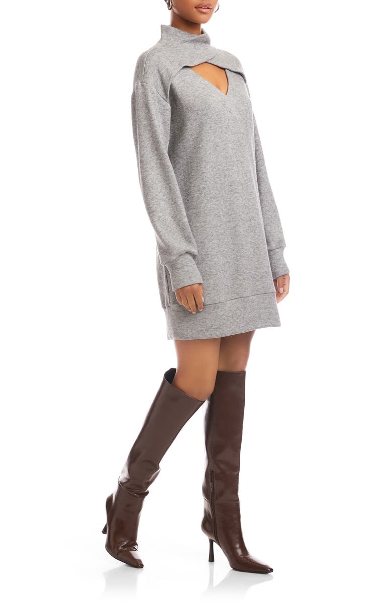 FIFTEEN TWENTY Claylee Cutout Turtleneck Sweater Dress, Alternate, color, Gray
