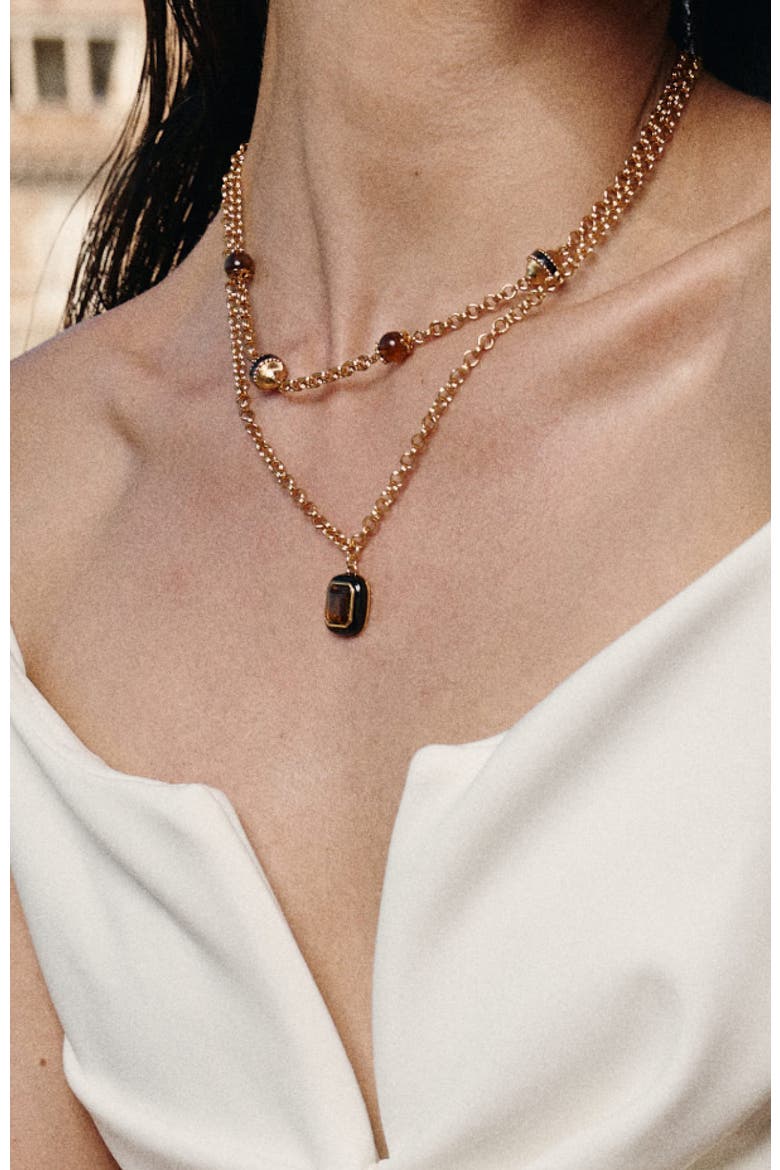 Roman Night Pendant, Alternate, color, Brown & Gold