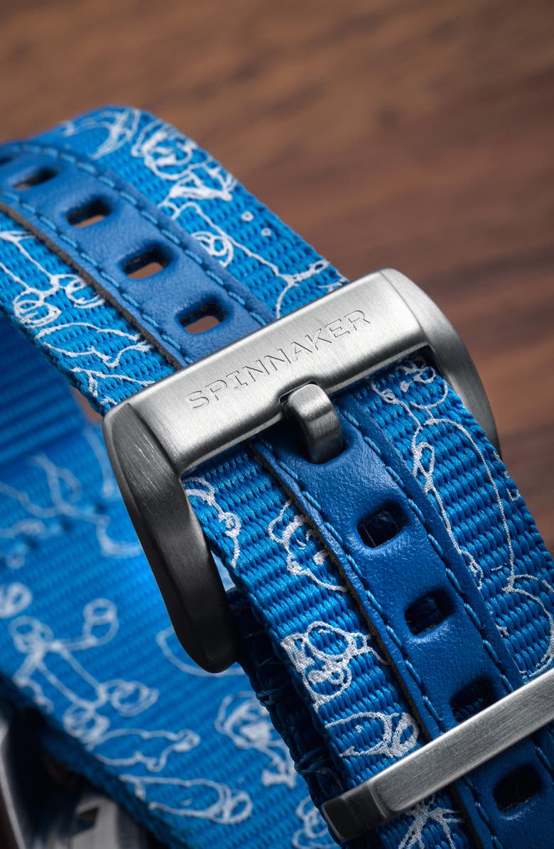 SPINNAKER x Popeye Fleuss Bronemies Automatic Silicone & Nylon Strap Watch, 43mm, Alternate, color, 