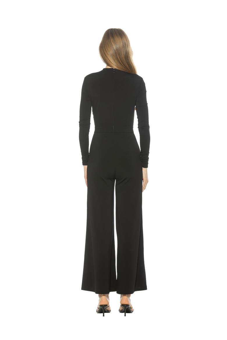 Yael Long Sleeve Ruched Top Jumpsuit, Alternate, color, Black