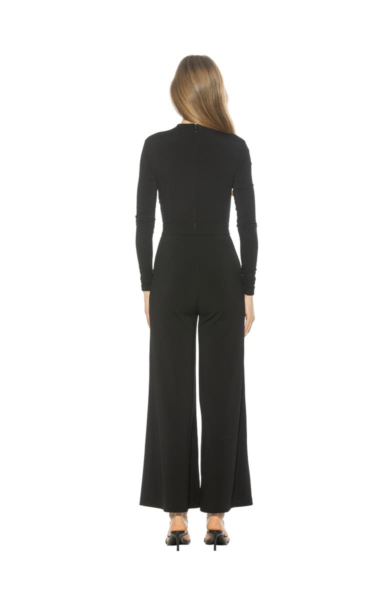Alexia Admor Yael Long Sleeve Ruched Top Jumpsuit, Alternate, color, Black