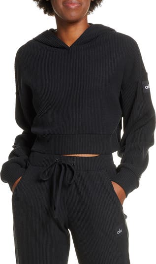 Alo Muse Rib Crop Hoodie | Nordstrom