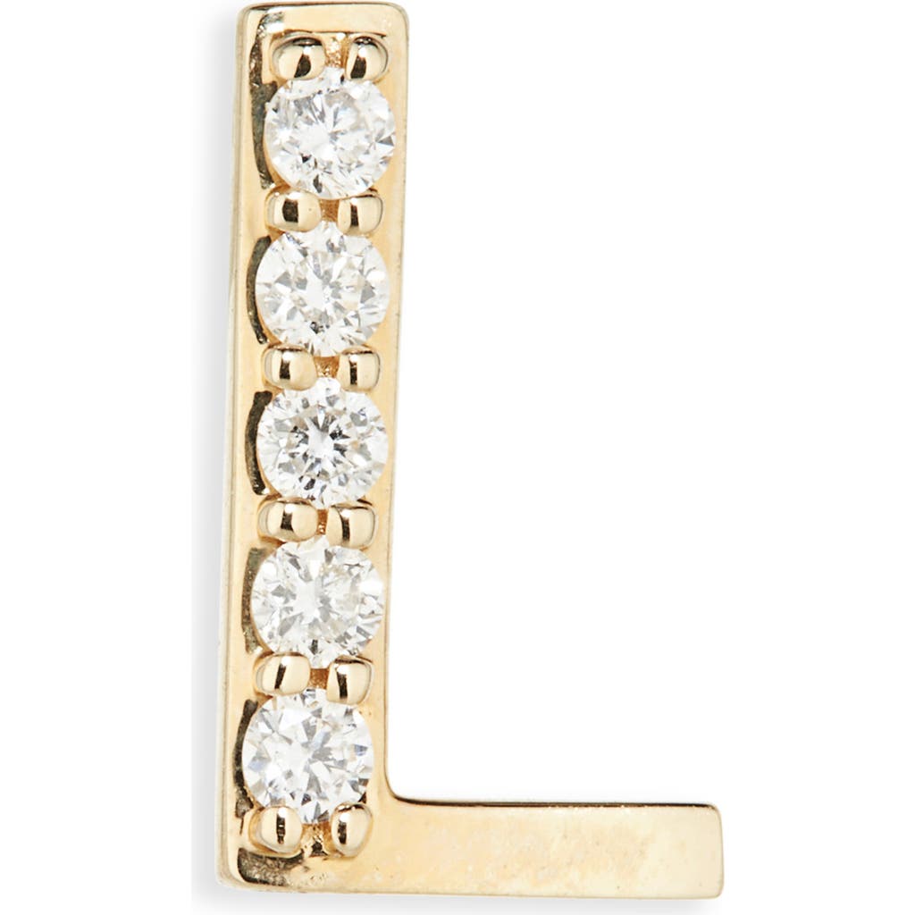 Lana 14k Gold Diamond Initial Single Stud Earring In Gold