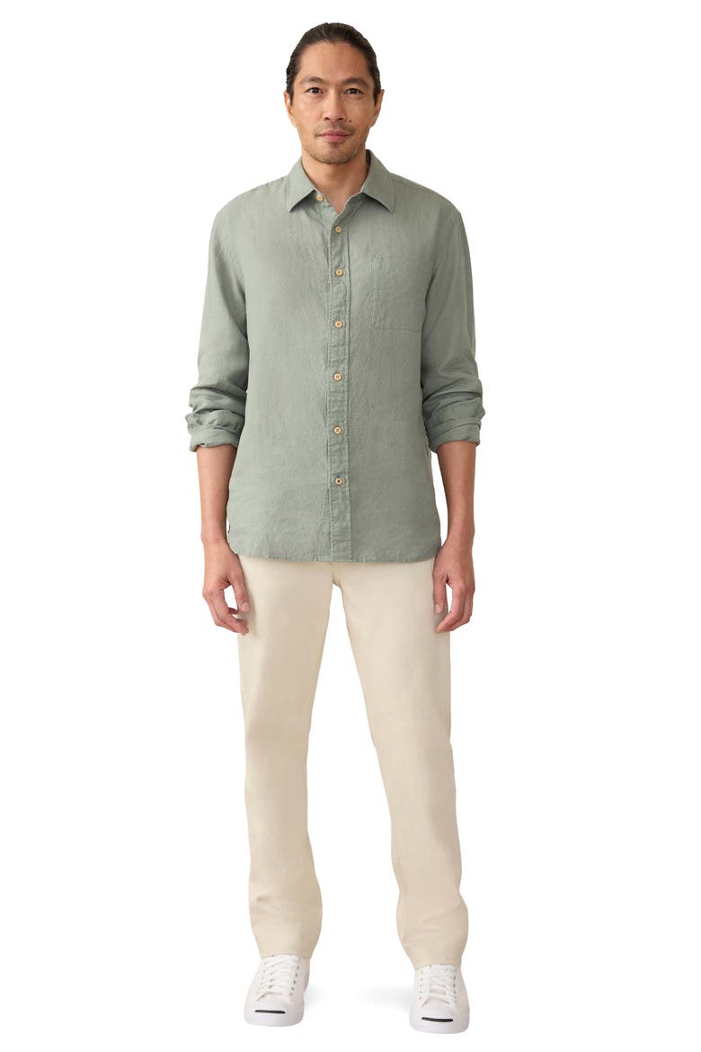 Laguna Linen Button-Up Shirt, Alternate, color, FAIRFIELD DOBBY
