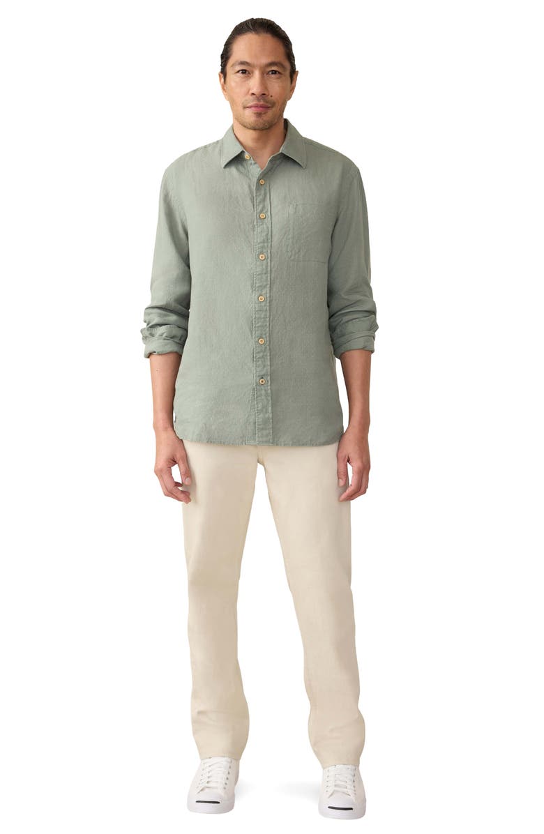 Faherty Laguna Linen Button-Up Shirt, Alternate, color, Fairfield Dobby