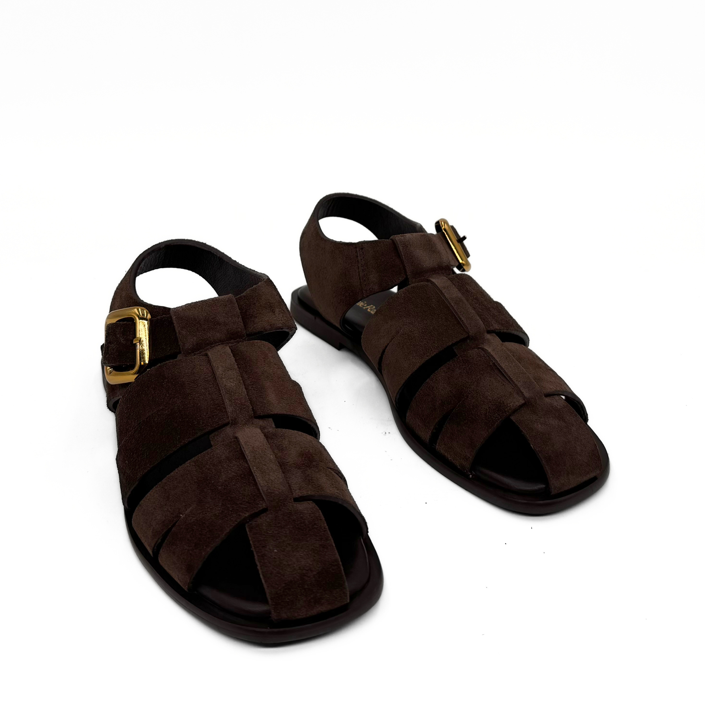 Amie Rafa Bertha Suede Fisherman Sandals, Alternate, color, Brown