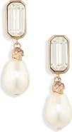 McQueen Crystal & Faux Pearl Skull Drop Earrings