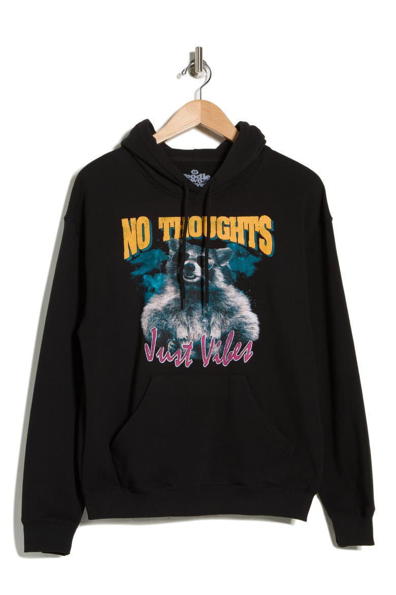 No Thoughts Just Vibes Graphic Hoodie, Alternate, color, BLACK