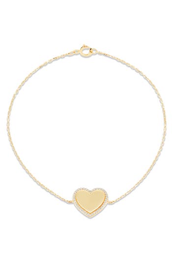 Frankie & Zoe Diamond Heart Bracelet In Gold
