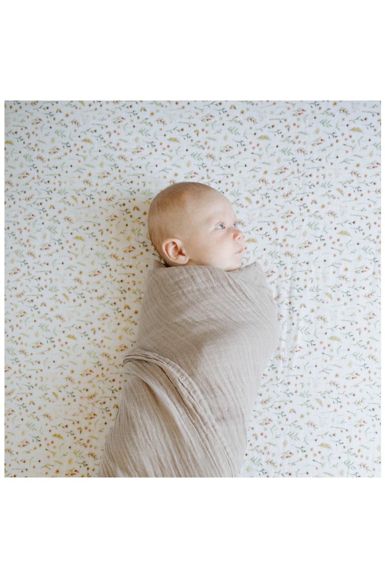 Organic Cotton Muslin Crib Sheet, Alternate, color, FLORAL FIELD