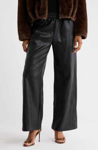 Faux Leather Wide Leg Pants