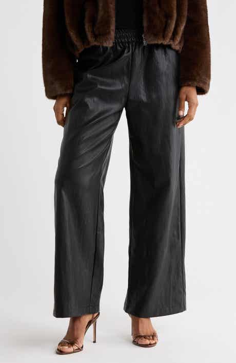 Faux Leather Wide Leg Pants