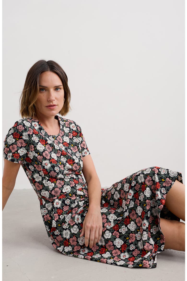 April Floral Stretch Organic Cotton Dress, Alternate, color, FLORAL TUMBLE ONYX