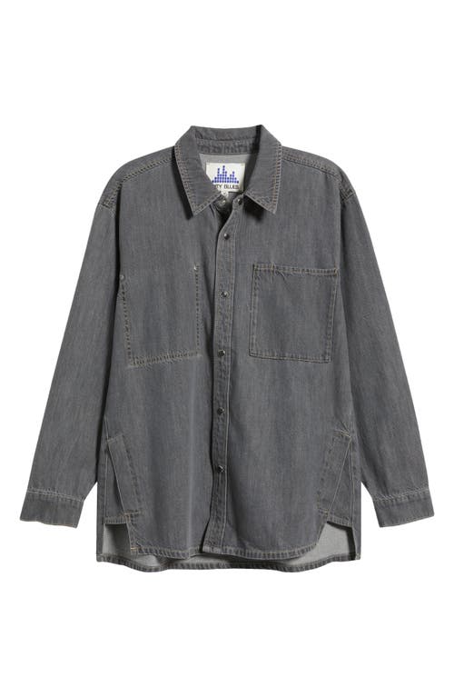 City Blues Gramercy Oversize Denim Snap-up Shirt In Black