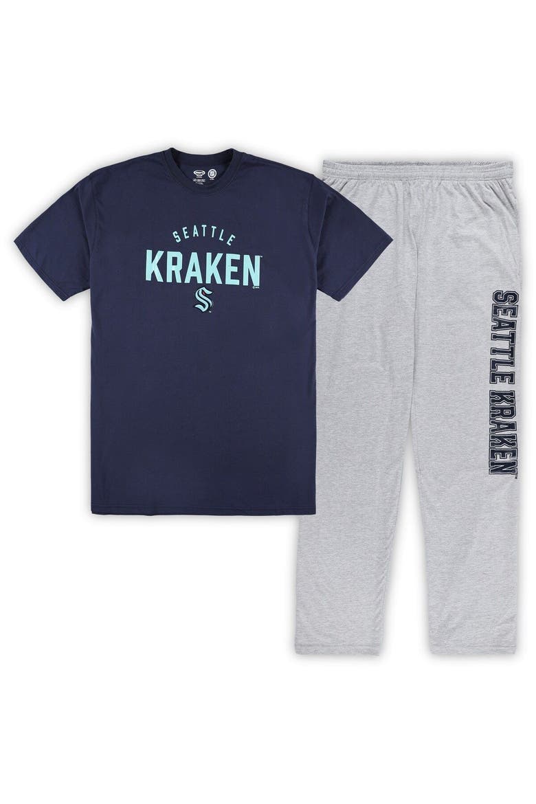 Men's Seattle Kraken Navy/Heather Gray Big & Tall T-Shirt & Pants Lounge Set, Main, color, Navy