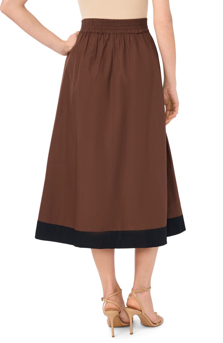 Parker Embroidered Hem Cotton Midi Skirt, Alternate, color, Shaved Chocolate