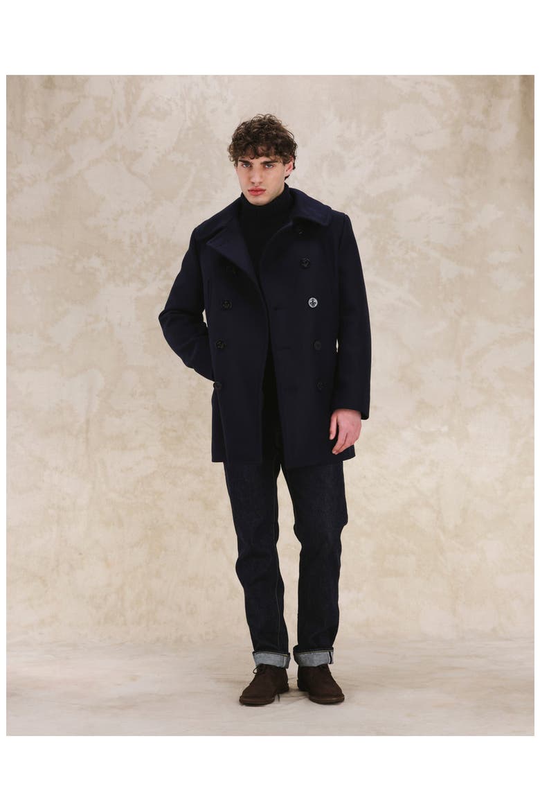 Double Breasted Peacoat, Alternate, color, Blue