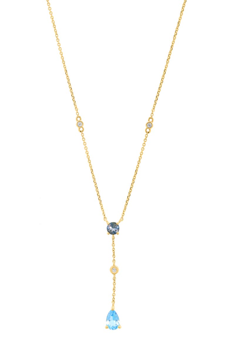 Blue Topaz, London Blue Topaz & Diamond Y-Necklace, Alternate, color, BLUE