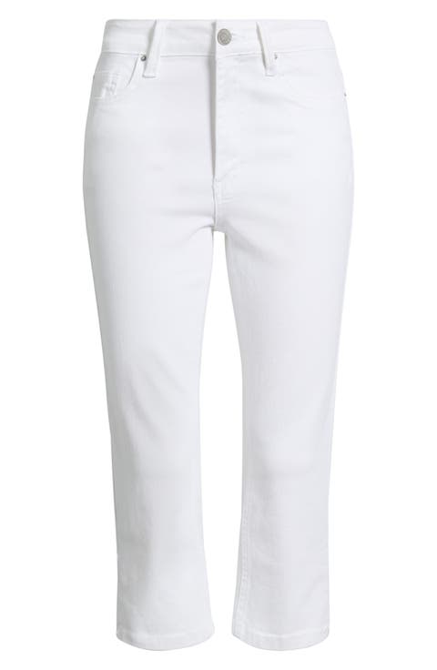 Side Slit High Waist Capri Jeans