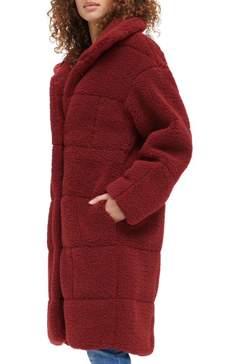 Levi's Quilted Fleece Long Teddy Coat, Alternate, color, Cabernet