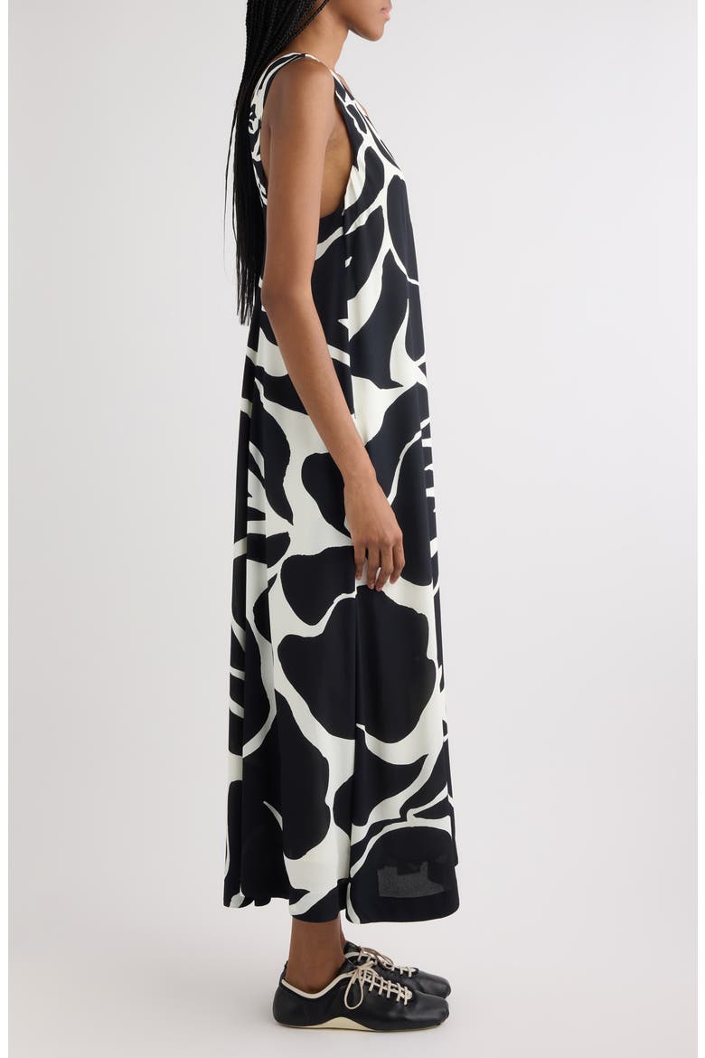Dea Giant Floral Print Crepe Trapeze Dress, Alternate, color, BLACK