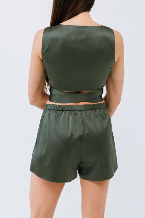 Alas Persephone Silk Shorts In Green
