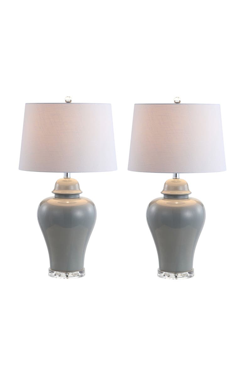 JONATHAN Y Winnie 27" Ceramic Urn LED Table Lamp, Main, color, Gray