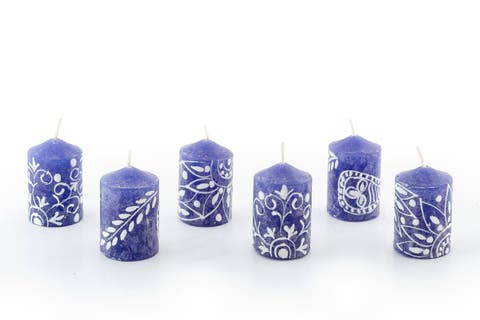 Henna Painted Candles - Votive Pack Of 6