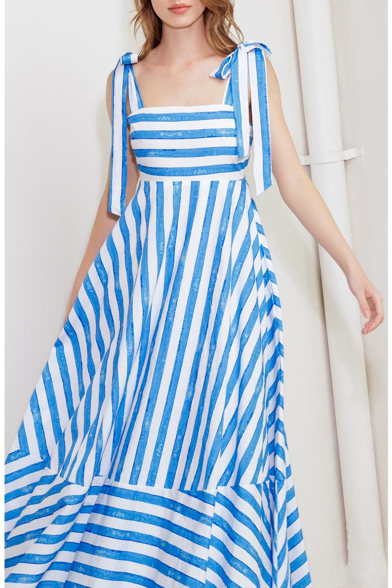 Tie Strap Maxi Dress, Alternate, color, BLUE