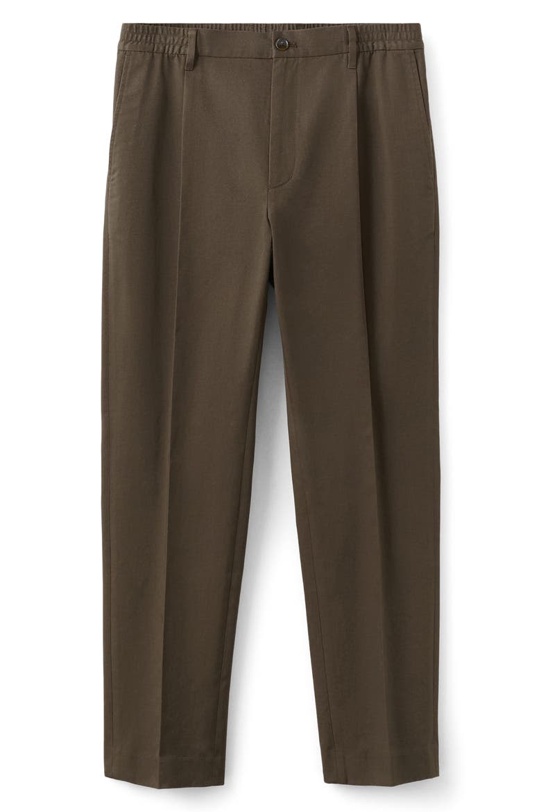 Pleated Cotton Straight Leg Pants, Alternate, color, BROWN