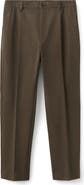MANGO Pleated Cotton Straight Leg Pants