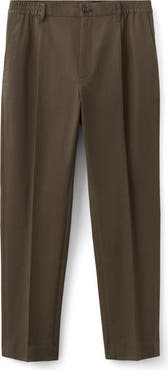 MANGO Pleated Cotton Straight Leg Pants