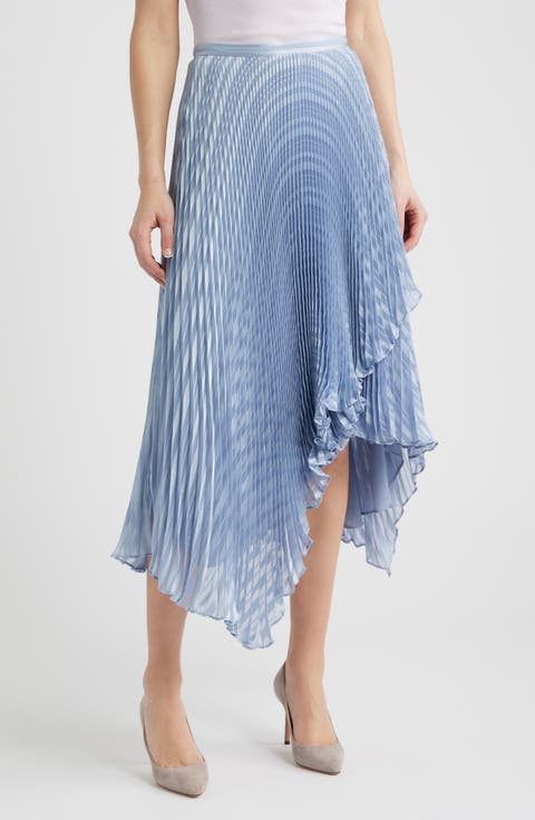 Vlantel Pleated Asymmetric Midi Skirt