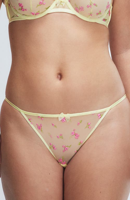 Savage X Fenty Puff Flowers String Bikini In Mint Yellow
