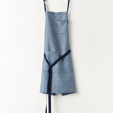 Classic Linen Bib Apron for Men & Women with Front Pockets