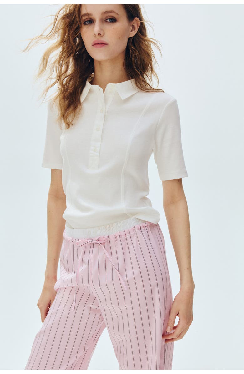 H&M Double-waistband Pyjama Bottoms, Alternate, color, Light Pink/Striped