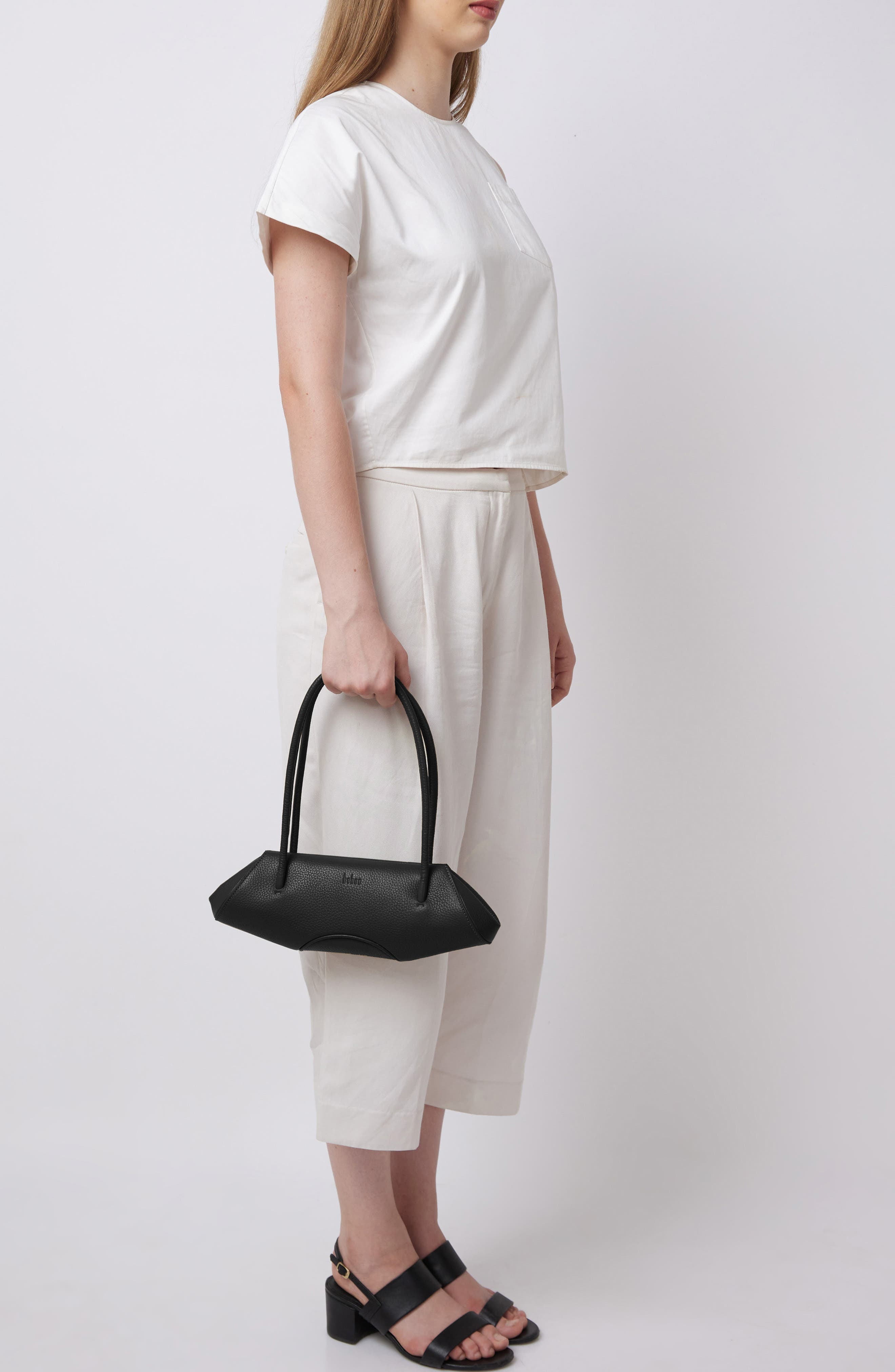 behno Mini Elizabeth Baguette Pebble Leather Shoulder Bag, Alternate, color, 