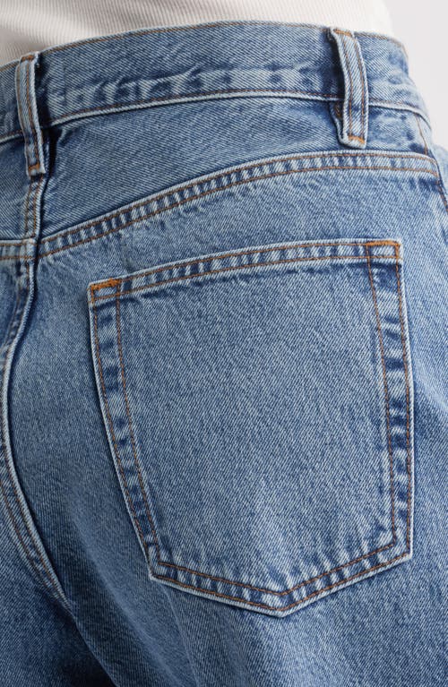 Frame The Bubble High Rise Crop Barrel Leg Jeans In Knock Out In Blue
