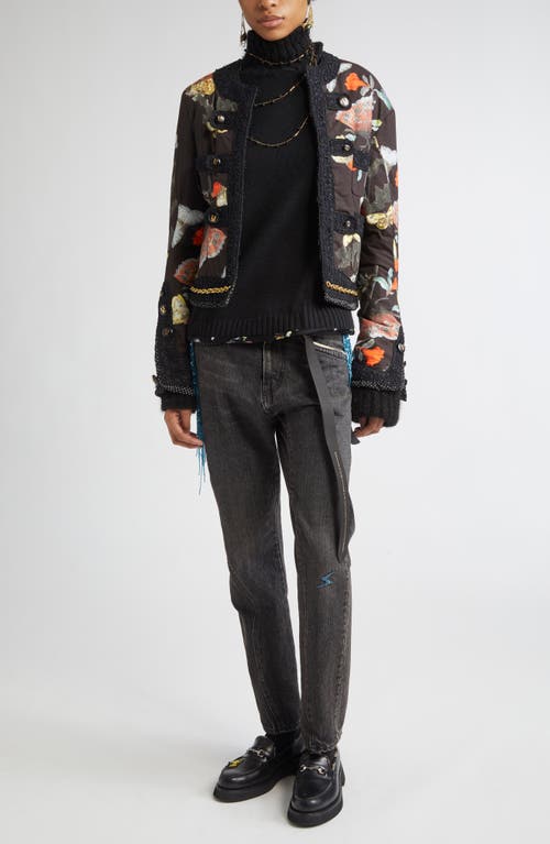 Undercover Beaded Fringe Trim Jeans In Gray