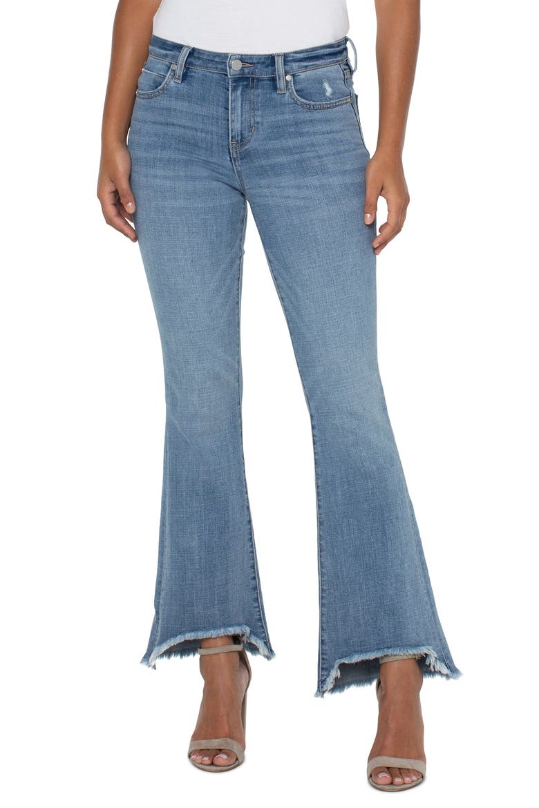 Hannah Curved Frayed Flare Jeans, Main, color, ORACLE