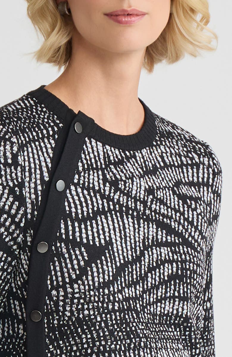 Misook Abstract Animal Print Soft Knit Sweater, Alternate, color, Black/White
