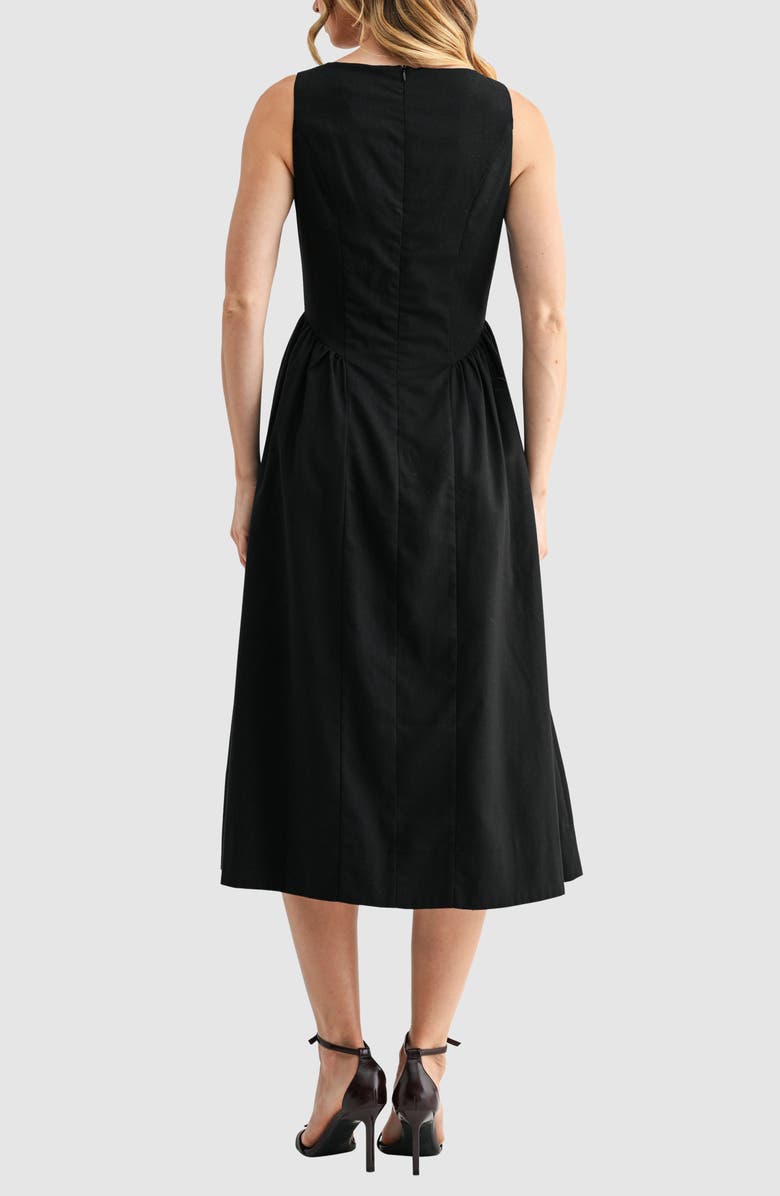 All in Favor Fit & Flare Midi Dress, Alternate, color, Black