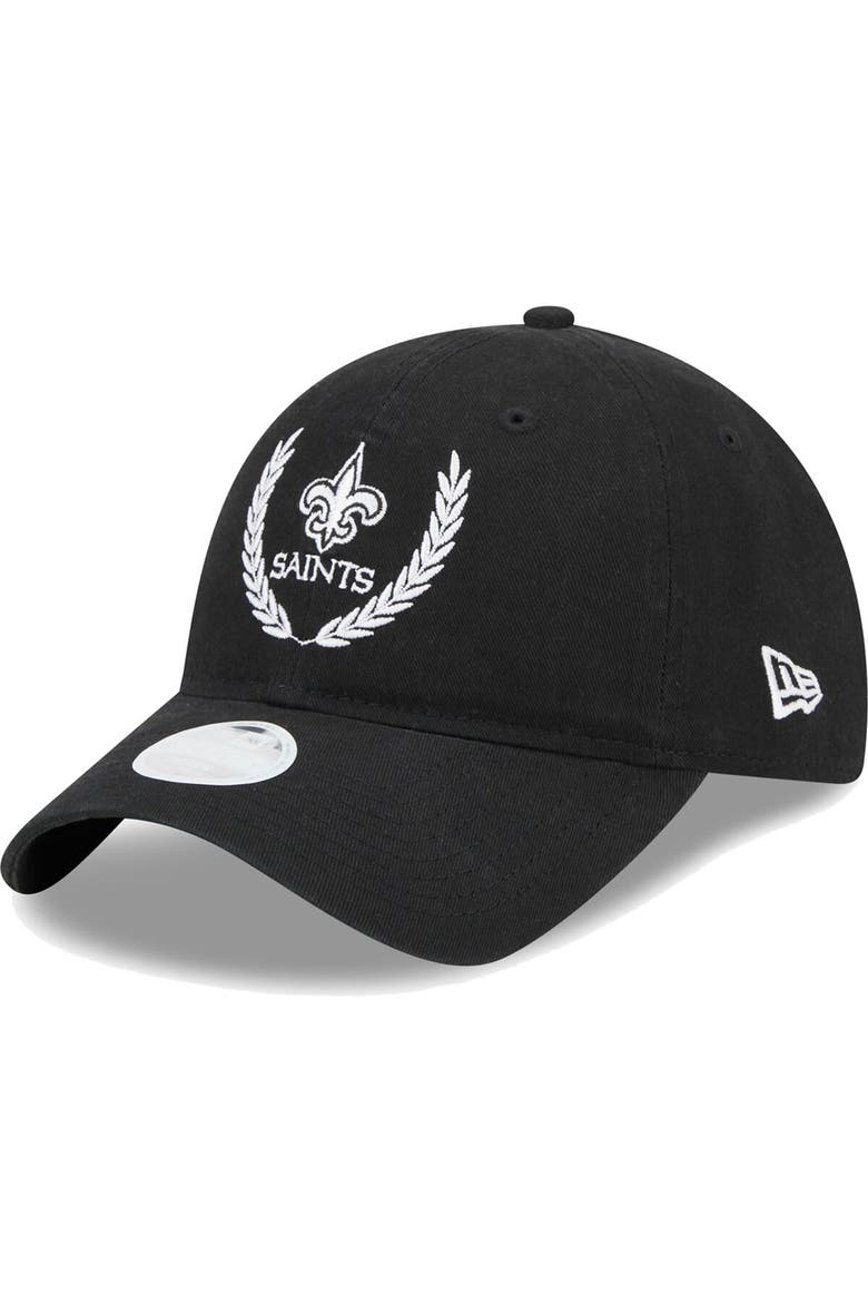 Women's New Era Black New Orleans Saints Leaves 9TWENTY Adjustable Hat, Main, color, Black