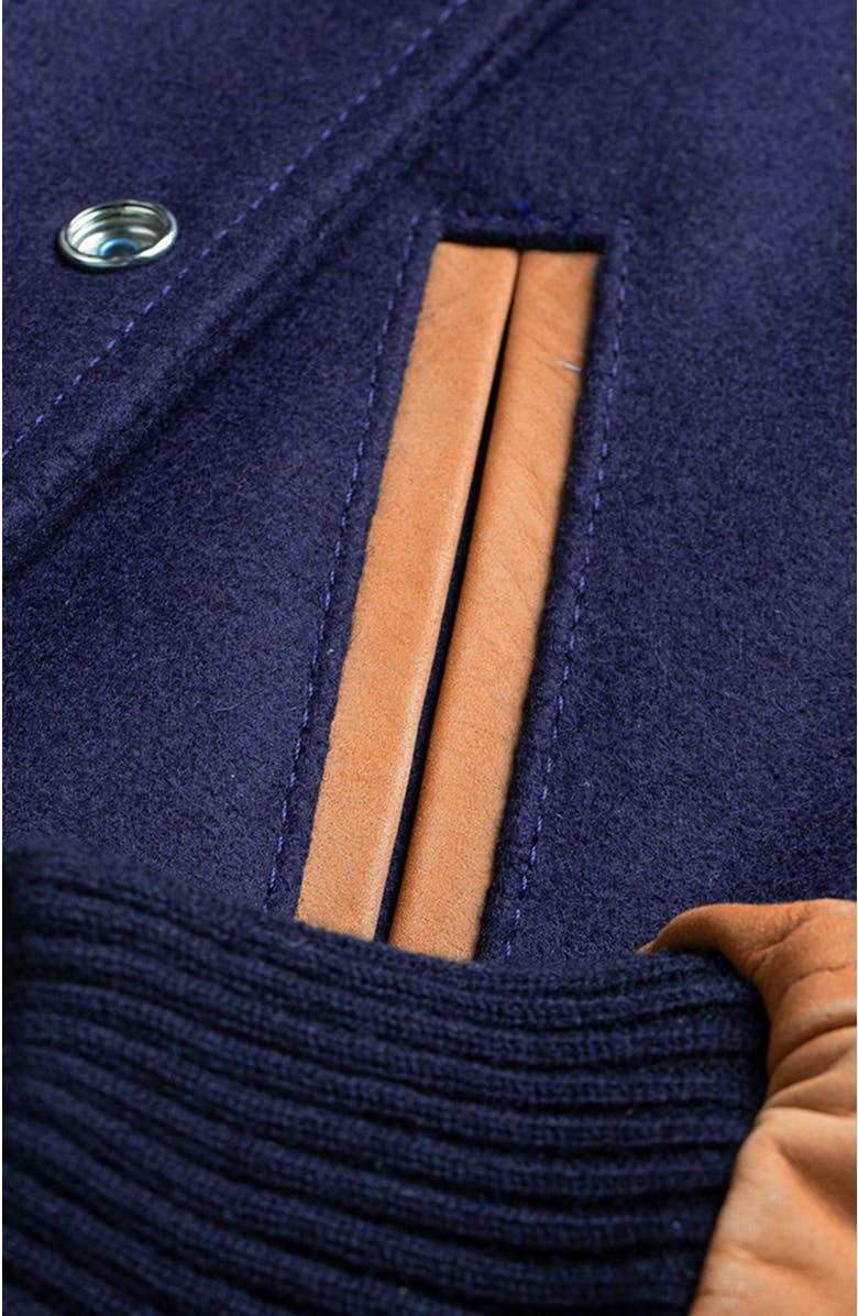 Last Wolf BAKER MOUNT VARSITY JACKE, Alternate, color, Navy