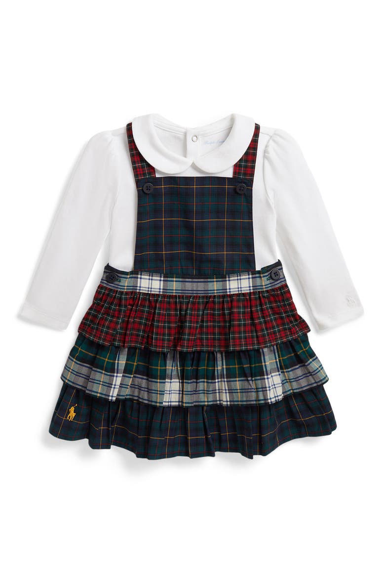 Kids' Plaid Tiered Dress & Bodysuit Set, Main, color, MULTI