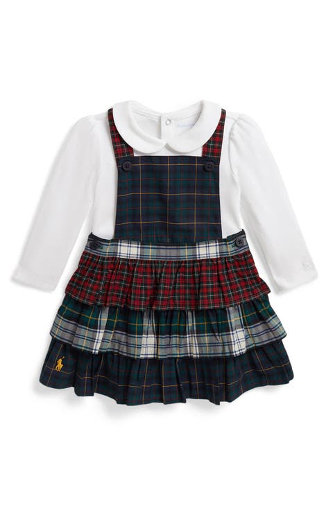 Kids' Plaid Tiered Dress & Bodysuit Set