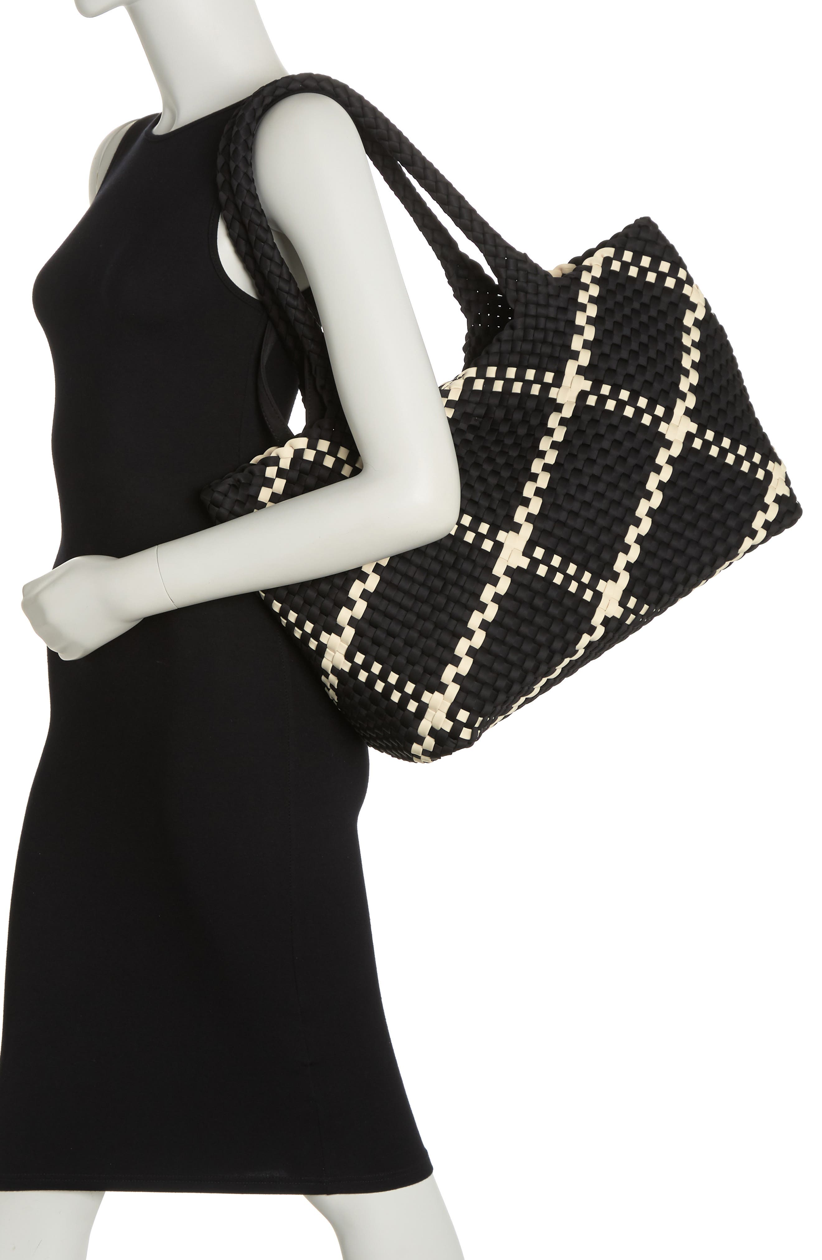 BCBG Woven Large Tote Bag & Pouch Set, Alternate, color, 