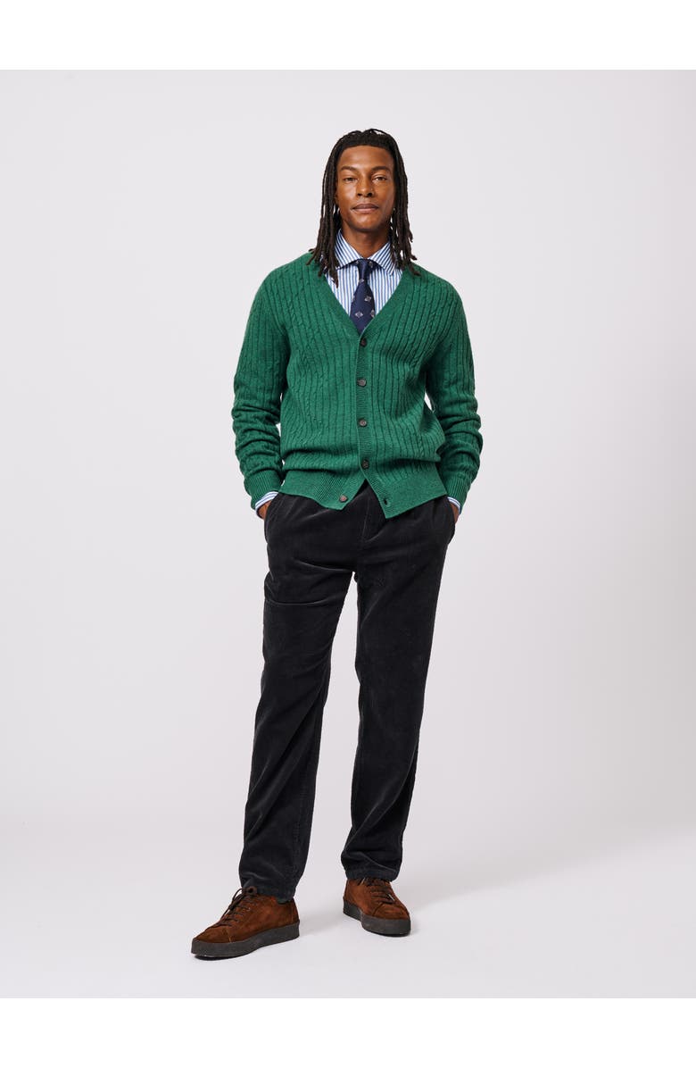 Aubin Leonard Wool Cable Sweater Cardigan, Alternate, color, Green